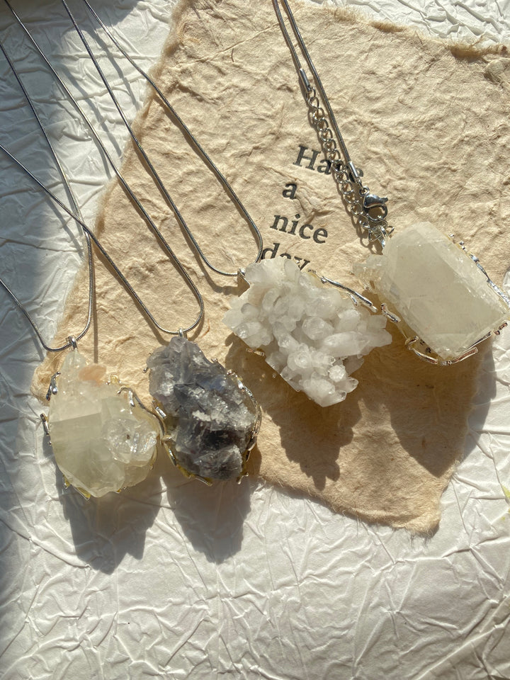 Handmade Natural Raw Crystal Pendant Unique Necklace Gift for Her