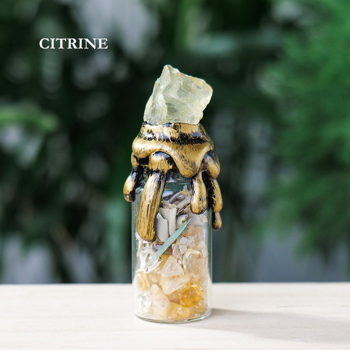 Natural Crystal Raw Stone Colorful Chip Wish Bottle Ornament, Crystal Drift Bottle