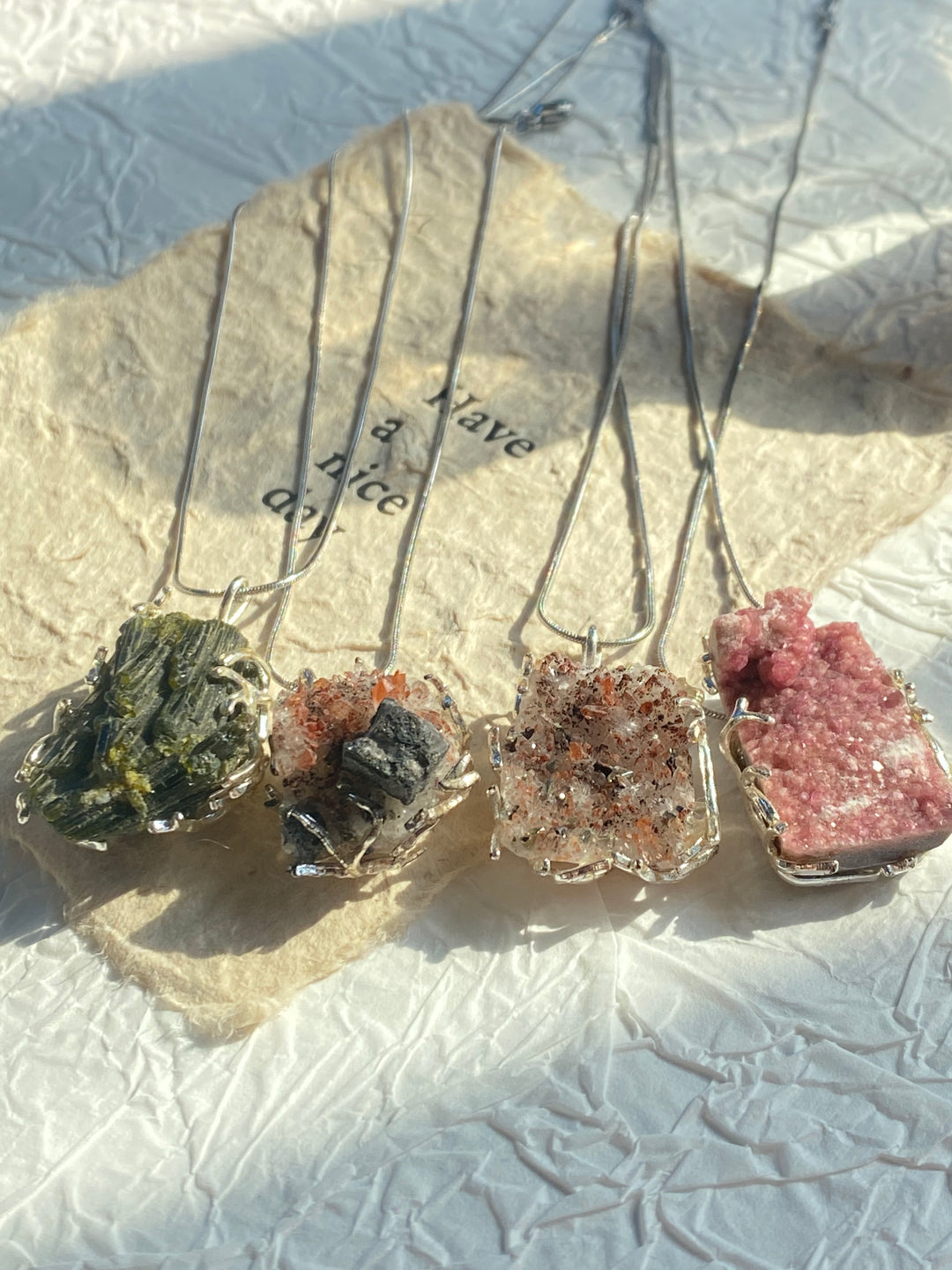 Handmade Natural Raw Crystal Pendant Unique Necklace Gift for Her